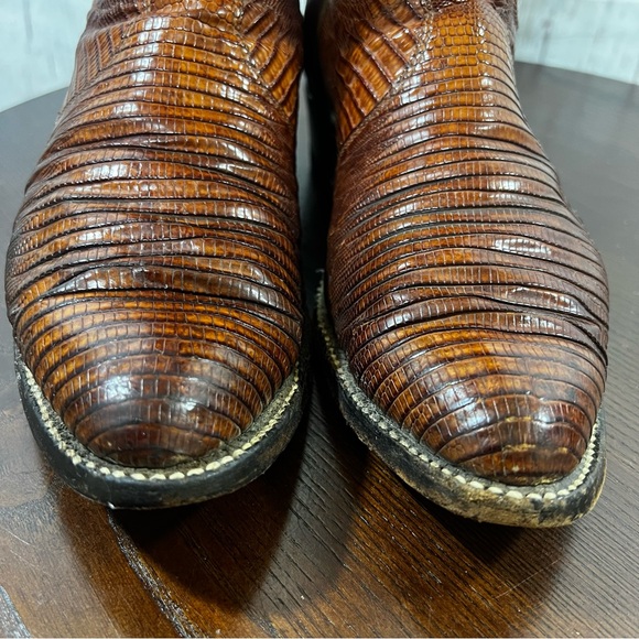 TONY LAMA EXOTIC Croc/Lizard vintage Men's Brown Western Leather Cowboy Boots 9D - Picture 16 of 17